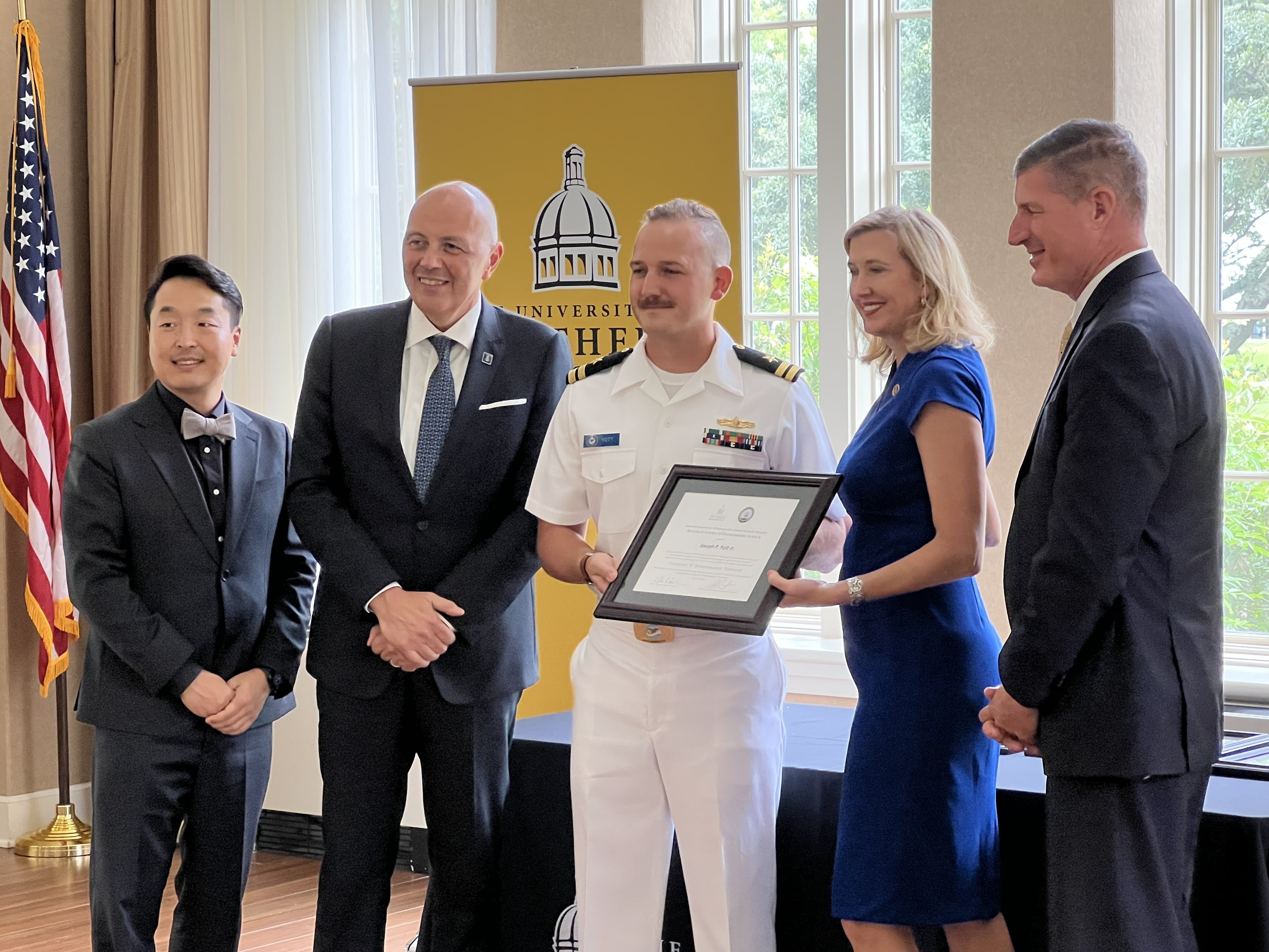 The University of Southern Mississippi’s (USM) esteemed Hydrographic Science program has produced another diverse and talented group of graduates who were honored during a Class of 2023 recognition ceremony held August 1 on the University’s Gulf Park campus in Long Beach, Miss.

This year, 15 students graduated from the M.S. in Hydrographic Science, the Joint International Hydrographic Applied Science Program – a cooperation between the U.S. Navy, Naval Meteorology and Oceanography Command, and USM. Three others graduated from the University’s B.S. program in Marine Science, with an emphasis in Hydrographic Science.