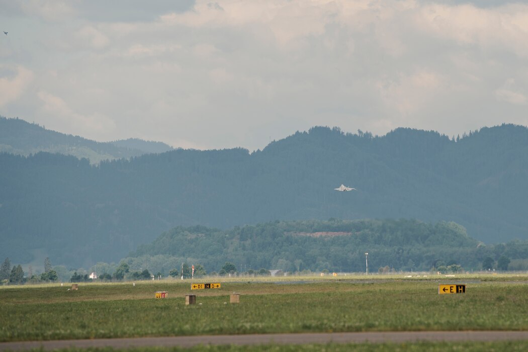 Photo of a Eurofighter Typhoons from the Austrian Air Force's Airspace Surveillance Wing, take off Hinterstoisser Air Base for the first ever training sortie between Vermont and Austria since signing their State Partnership Program agreement, Zeltweg, Austria, June 17, 2023.