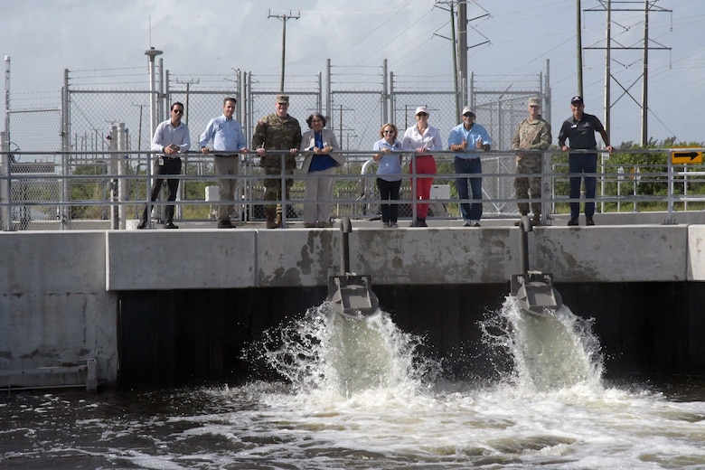 The U.S. Army Corps of Engineers celebrated the completion of the Biscayne Bay Coastal Wetlands Project S-709 Pump Station project with a ribbon cutting ceremony Aug. 22, 2023 in the Biscayne National Park.