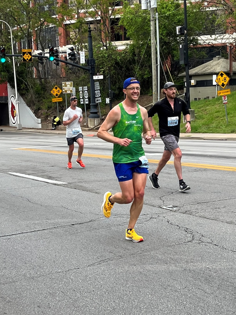 Craig Coombs, chief, Environmental Support section pictured during his first marathon – the 2012 Kentucky Derby Marathon.
