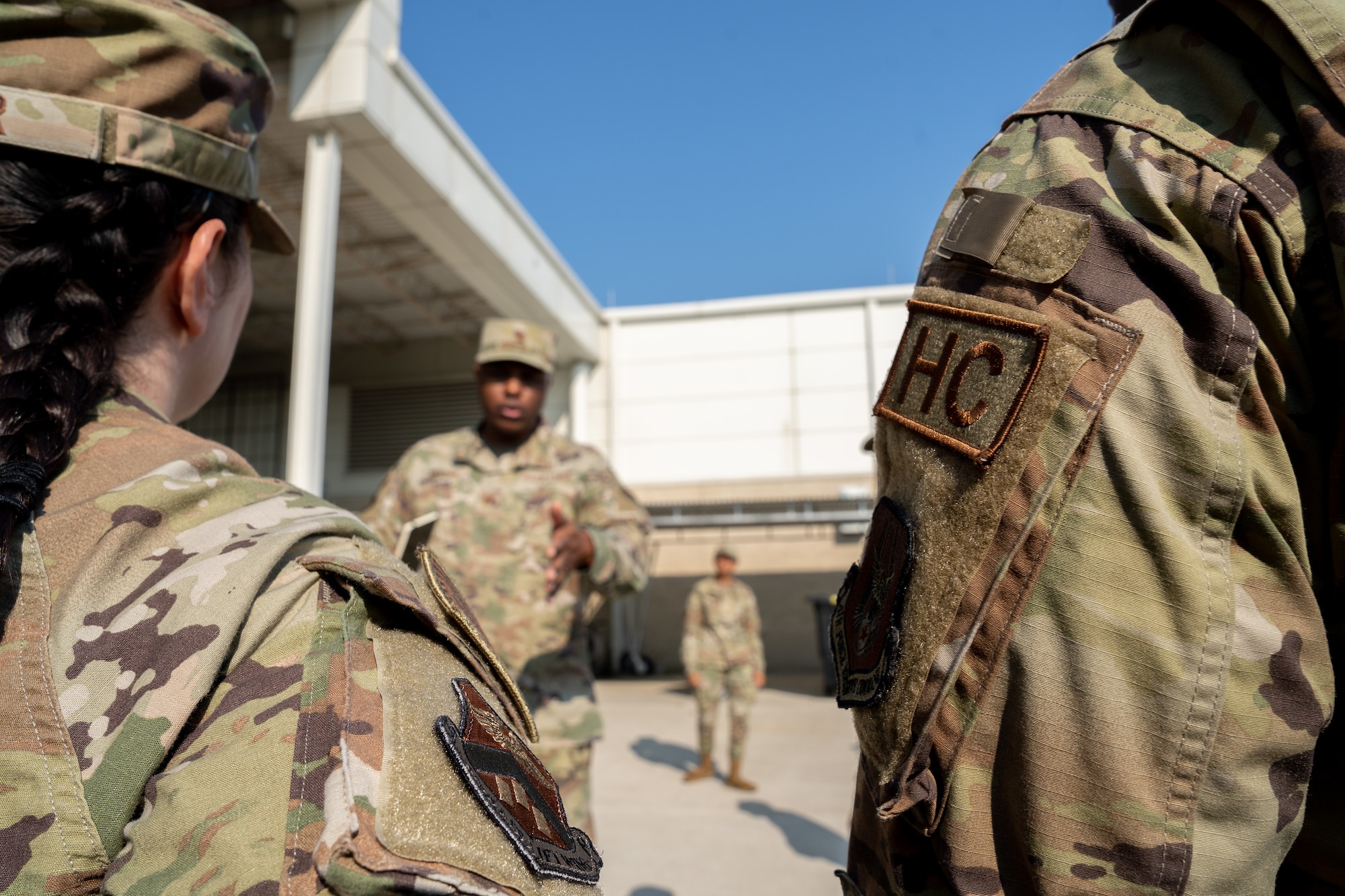 A chaplain giving instructions
