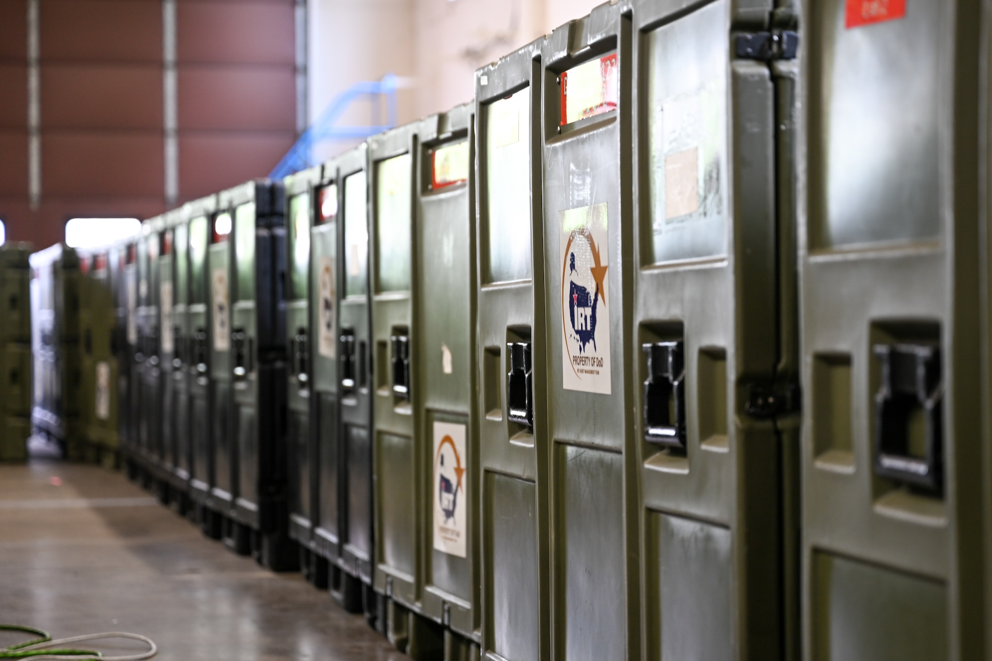 Innovative Readiness Training containers are lined up in the Consolidated Asset Management Site on July 28, 2023, at Youngstown Air Reserve Station, Ohio.