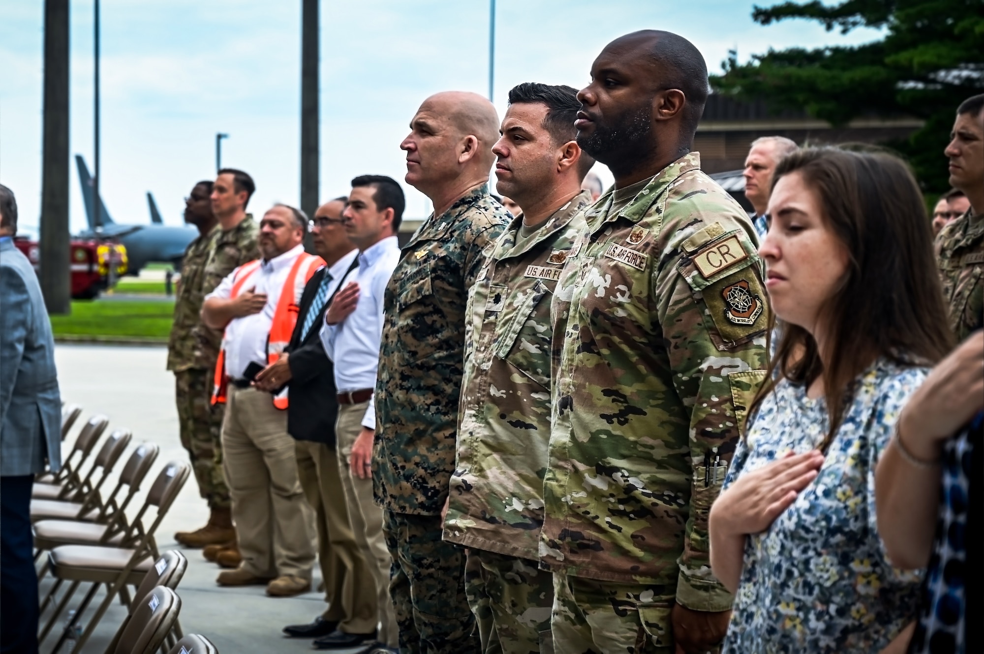 Joint Base Leadership and personnel attend a ribbon cutting ceremony for the opening of the 305th Air Mobility Wing’s Dock 46 Two-Bay Hangar at Joint Base McGuire-Dix-Lakehurst, N.J. on 24 Aug. 2023. New Jersey 4th District Congressman Chris Smith addressed the audience on the strategic value the facility brings to the KC-46A Pegasus refueling mission. The event concludes four and a half years of planning and 240,650 accident-free man-hours after its initial groundbreaking on December 3, 2018. A military construction project valued at nearly $54 million, the hangar will serve as a mission-critical asset in the KC-46A Pegasus' ability to provide Rapid Global Mobility for the Joint Force.