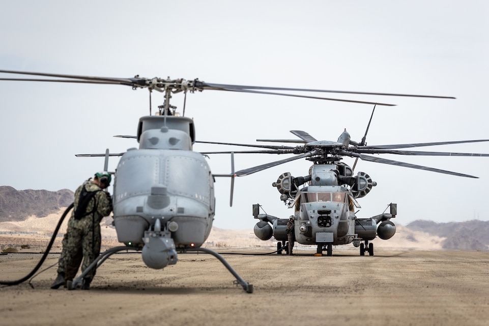 A First in U.S. Navy and Marine Corps History| HMH-361 Refuels MQ-8C ...