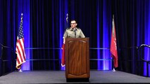 Col. Rhett Blackmon, U.S. Army Corps of Engineers, Galveston District commander, gives opening remarks at the Galveston District semi-annual Stakeholder Partnering Forum with non-federal sponsors, customers and agency partners at the Moody Gardens Convention Center in Galveston, Texas, Aug. 22, 2023.