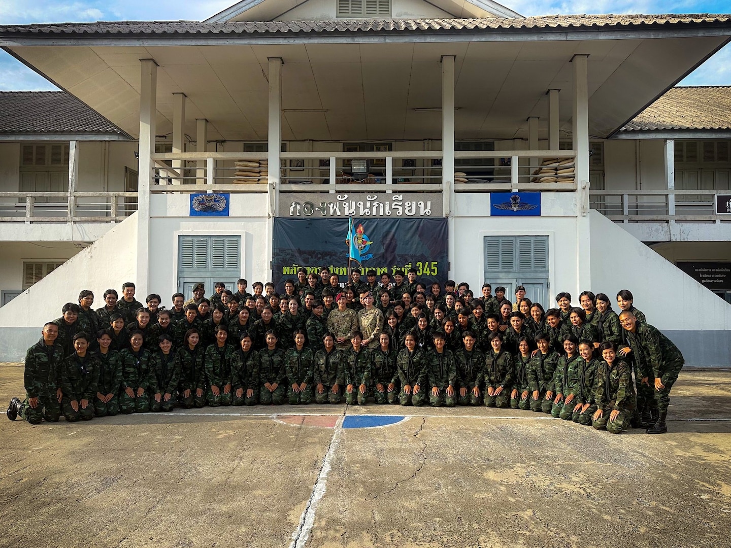 Nearly 100 female Royal Thai Army soldiers and members of the U.S. Special Operation Forces participated in first all-female Royal Thai Army Airborne Basic Course conducted by the Special Warfare School at Camp Erawan, Lop Buri, Thailand, Aug. 9, 2023. The United States and Thailand have nearly two centuries of diplomatic relations and have been security treaty allies for over 66 years. Our continued, face-to-face exchanges with our allies and partners are a foundation of a our bilateral relationships, and bolster understanding in the region that we are going to be a reliable partner in both good and bad times. (U.S. Air Force photo by Master Sgt. Theanne Tangen)