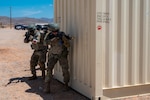 Airmen with the 7th Civil Engineer Squadron participate in the Air Force Installation and Mission Support Center’s final Combat Support Training Range proof of concept at Fort Bliss, Texas, Aug. 13-18, 2023. The CSTR initiative expands multi-functional training opportunities for installation and mission support Airmen to practice for future adaptive operations and agile combat employment in contested environments and austere locations. The sites will be equipped with high-demand training assets often not available at a unit’s home station. (U.S. Air Force photo by Malcolm McClendon)