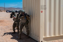 Airmen with the 7th Civil Engineer Squadron participate in the Air Force Installation and Mission Support Center’s final Combat Support Training Range proof of concept at Fort Bliss, Texas, Aug. 13-18, 2023. The CSTR initiative expands multi-functional training opportunities for installation and mission support Airmen to practice for future adaptive operations and agile combat employment in contested environments and austere locations. The sites will be equipped with high-demand training assets often not available at a unit’s home station. (U.S. Air Force photo by Malcolm McClendon)