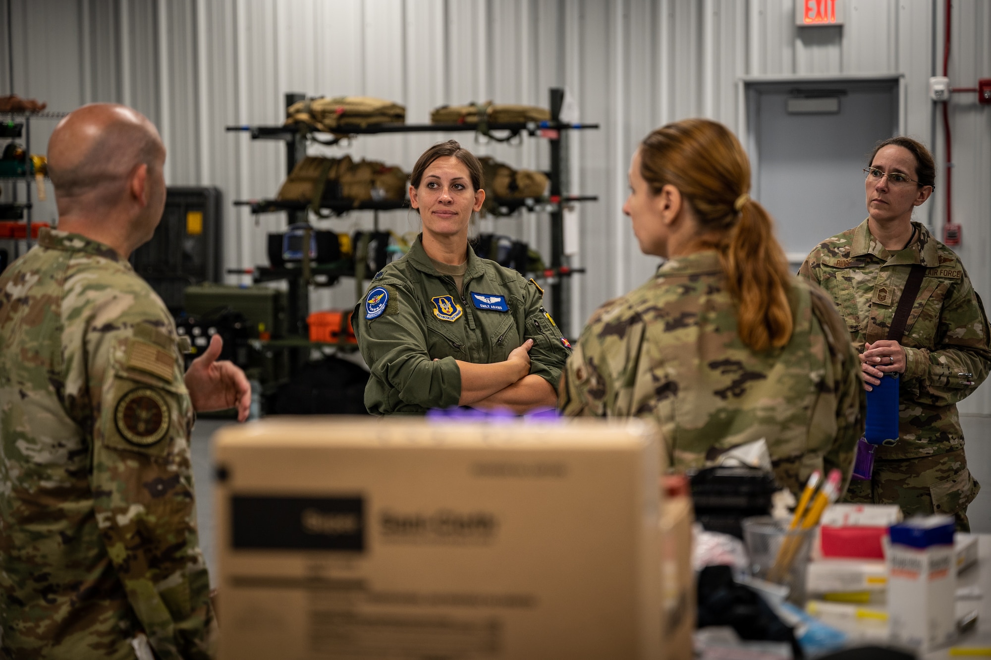 During the August unit training assembly, Citizen Airmen from the 932nd Medical Group were visited by Col. Nichole Hurley, Air Force Reserve Command command nurse, Col. Julianna Olson, AFRC deputy command surgeon, and Senior Master Sgt. J. Allan Pickren, MAJCOM functional manager, Aug. 5, 2023, Scott Air Force Base, Ill. During the visit, the senior leaders imparted invaluable advice, fostering a sense of pride and purpose among the medical Citizen Airmen, and took time to acknowledge some star performers. (U.S. Air Force photo by Christopher Parr)