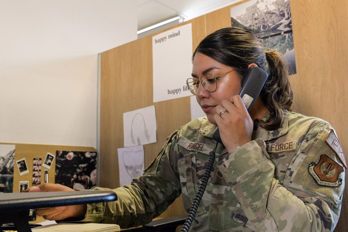 woman answering phone