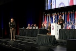 Army Lt. Gen. Jon Jensen, director of the Army National Guard, addresses attendees at the 145th National Guard Association of the United States General Conference, Reno, Nevada, Aug. 20, 2023. Jensen said the Army National Guard is the best it's ever been.