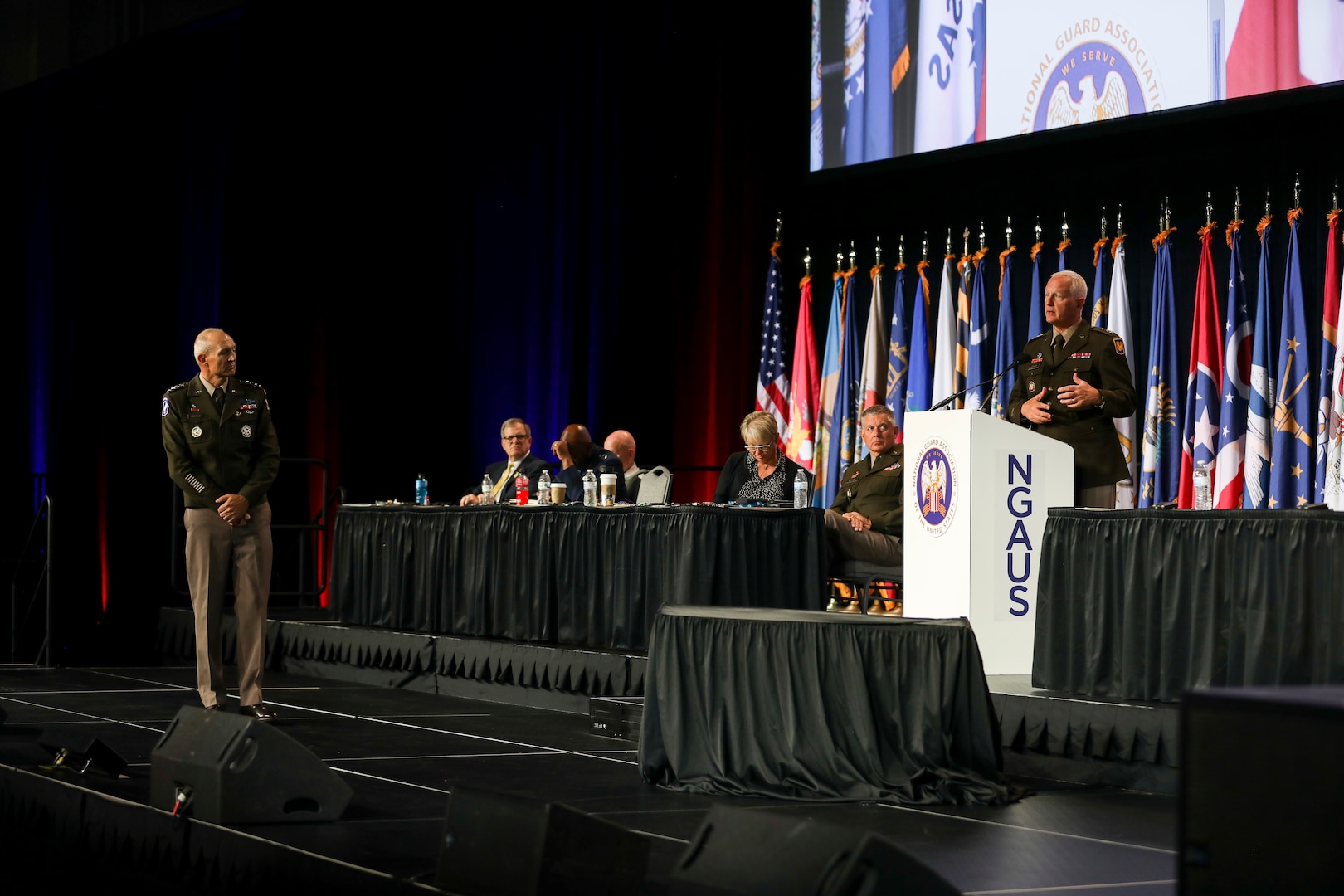 Army Lt. Gen. Jon Jensen, director of the Army National Guard, addresses attendees at the 145th National Guard Association of the United States General Conference, Reno, Nevada, Aug. 20, 2023. Jensen said the Army National Guard is the best it's ever been.