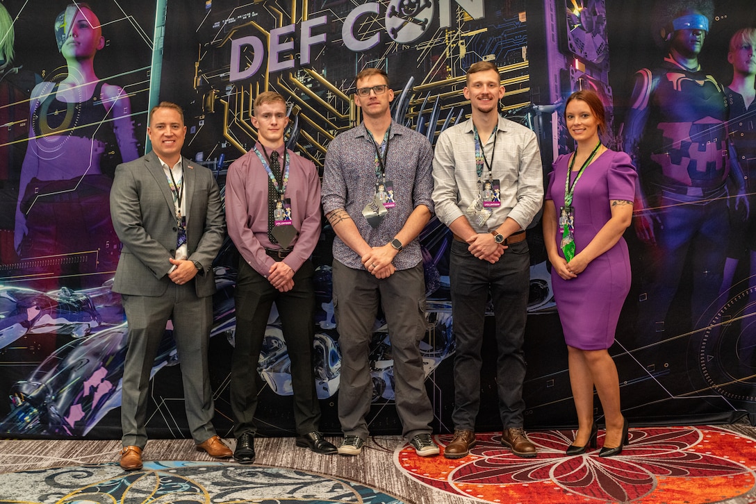 Marines with Force Headquarters Group attend DEF CON 31, an annual hacker convention in Las Vegas, Nevada