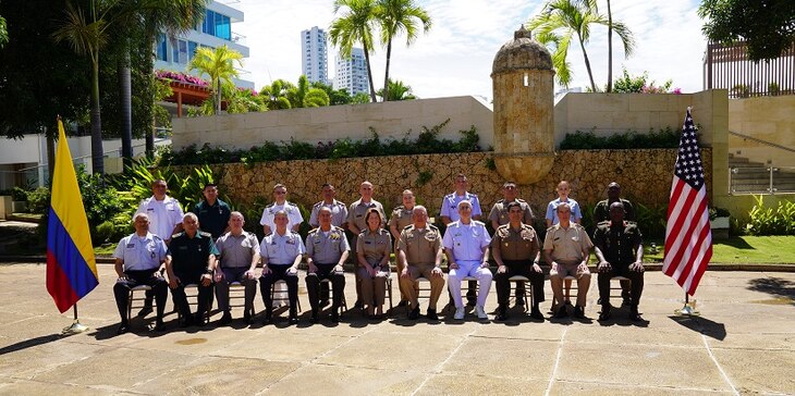 Multinational senior leader participants of the South American Defense Conference 2023 (SOUTHDEC 23), pose for a group photo.