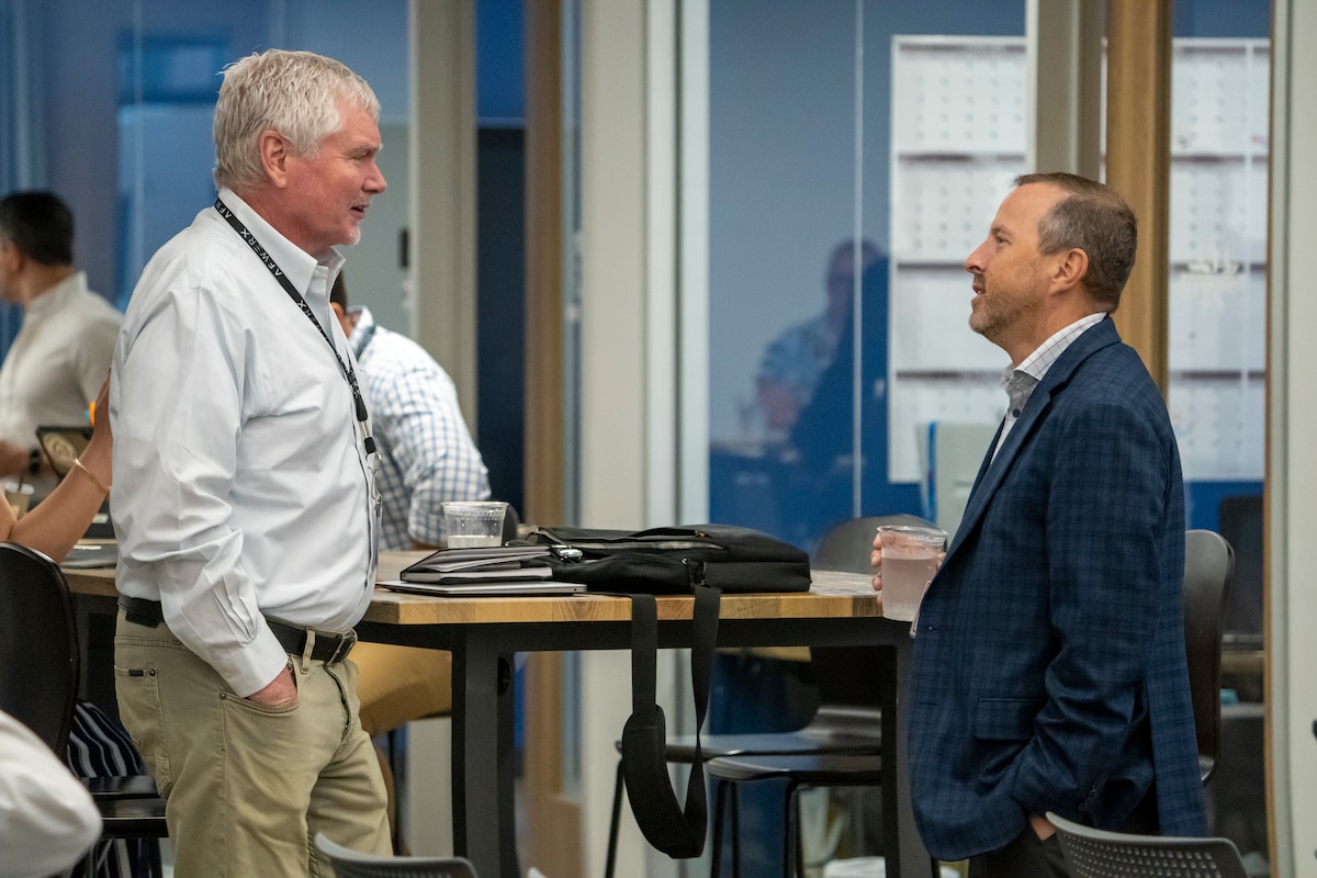 Air Force leaders meet with more than 20 industry partners at the Fed Supernova Spark Collider event at Capital Factory in Austin, Texas, Aug. 22, 2023.