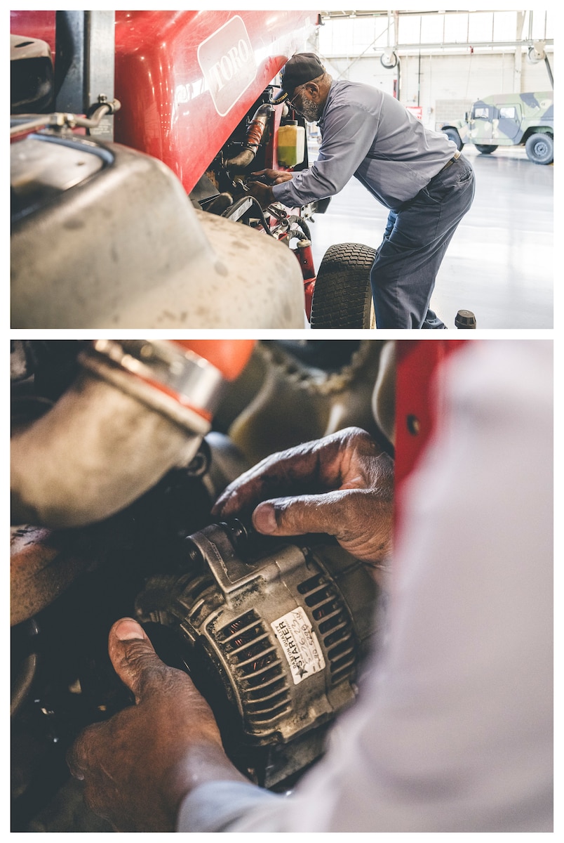 An LRS mechanic performs maintenance.