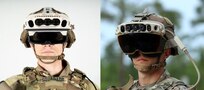 IVAS 1.2 (left) features a lower-profile Heads-Up-Display (HUD) than IVAS 1.0 (right), improving comfort and performance. (Photo Credit: U.S. Army photos by Jason Amadi, Courtney Bacon)