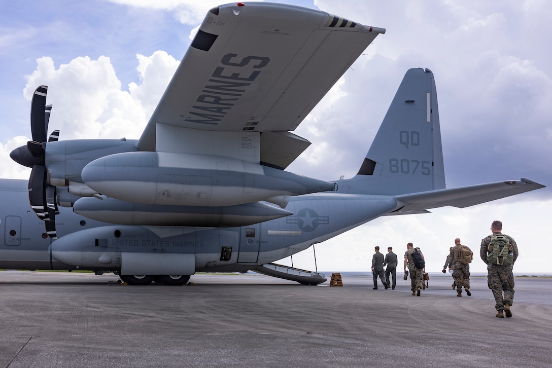 U.S. Marines with III Marine Expeditionary Force prepare to deploy in support of Ulchi Freedom Shield 23 on Kadena Air Base, Okinawa, Japan, August 24, 2023. Ulchi Freedom Shield is a defense-oriented exercise designed to strengthen the ROK-U.S. Alliance, enhance our combined defense posture, and strengthen security and stability on the Korean peninsula. (U.S. Marine Corps photo by Cpl. Tyler Andrews)