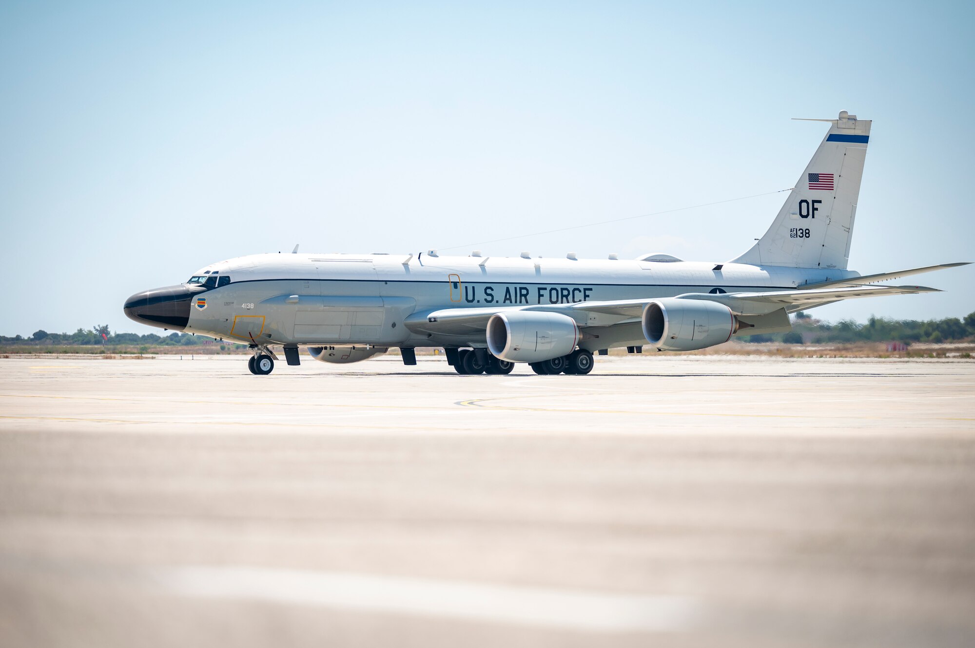 An aircraft on a flight line