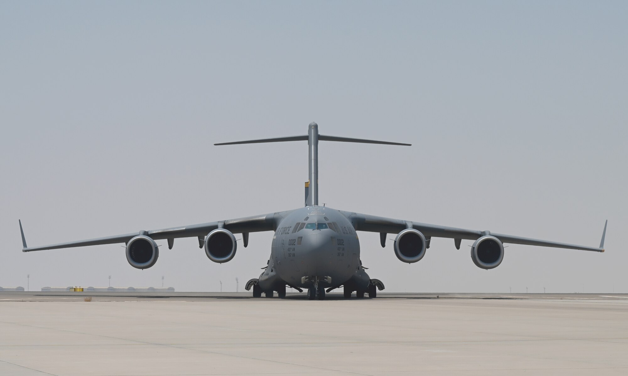 A photo of an aircraft taxiing.