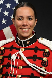 U.S. Marine Corps Staff Sgt. Elena Specht, librarian, “The President’s Own” United States Marine Band, poses for a command portrait at Marine Barracks Washington, D.C. On August 20, 2023, Specht delivered a healthy baby boy at A.T Augusta Military Medical Center on Fort Belvoir, Va. The baby was delivered under the medical care of U.S. Navy Lt. Cmdr. Steven Cornelius, M.D., the first Marine Barracks Washington physician to deliver a baby for a Marine or spouse attached to the unit.