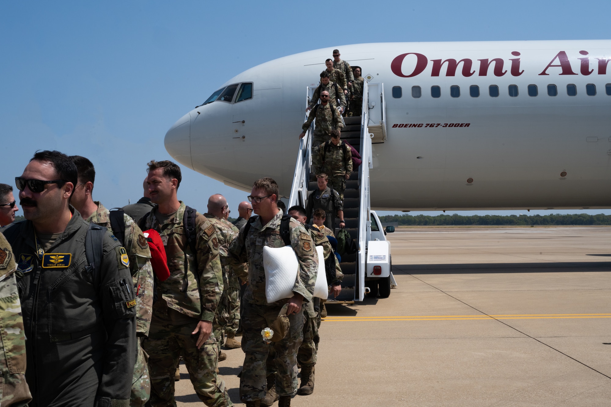 Airmen from the 2nd Bomb Wing return to Barksdale Air Force Base, La. after a Bomber Task Force Mission deployment to Andersen Air Force Base, Guam.