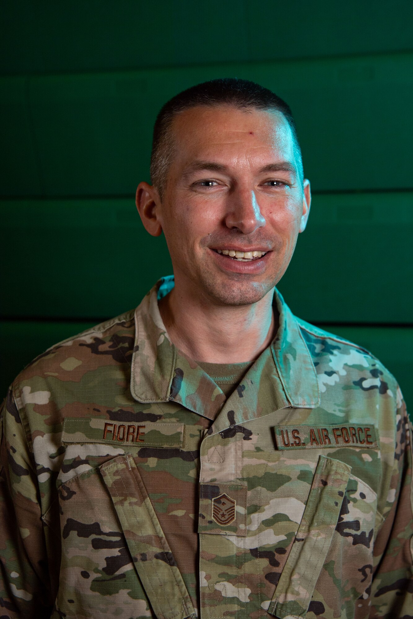 Master Sgt. Jonathan Fiore, 149th Fighter Wing first sergeant, poses for a photo, June 6, 2023, during an Innovative Readiness Training in Dayton, Tennessee.
