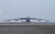 A B52-H Stratofortress waits in the main parking area for the morning's pre-flight routines at Minot Air Force Base, North Dakota, Aug. 24, 2023. ​​For more than 60 years, B-52s have been the backbone of the strategic bomber force for the United States. (U.S. Air Force photo by Airman 1st Class Alexander Nottingham)