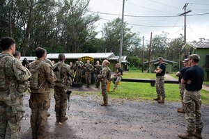 Ranger Assessment Course students recite the Ranger Creed, May 23, 2023, Schofield Barracks, Hawaii. The Air Force RAC is a 20-day course that is designed to assess the physical and mental toughness of Airmen and Guardians who are interested in attending Army Ranger School. (U.S. Air Force photo by Tech. Sgt. Hailey Haux)