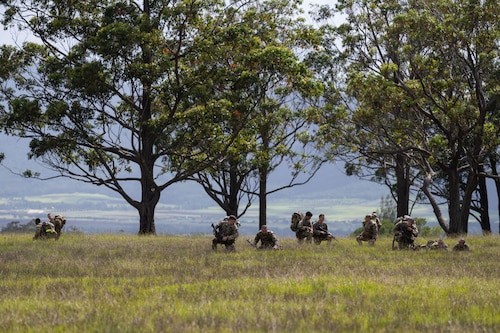 Ranger Assessment Course students learning battle drills, May 24, 2023, Schofield Barracks, Hawaii. The Air Force RAC is a 19-day course that is designed to assess the physical and mental toughness of Airmen and Guardians who are interested in attending Army Ranger School. (U.S. Air Force photo by Tech. Sgt. Hailey Haux)