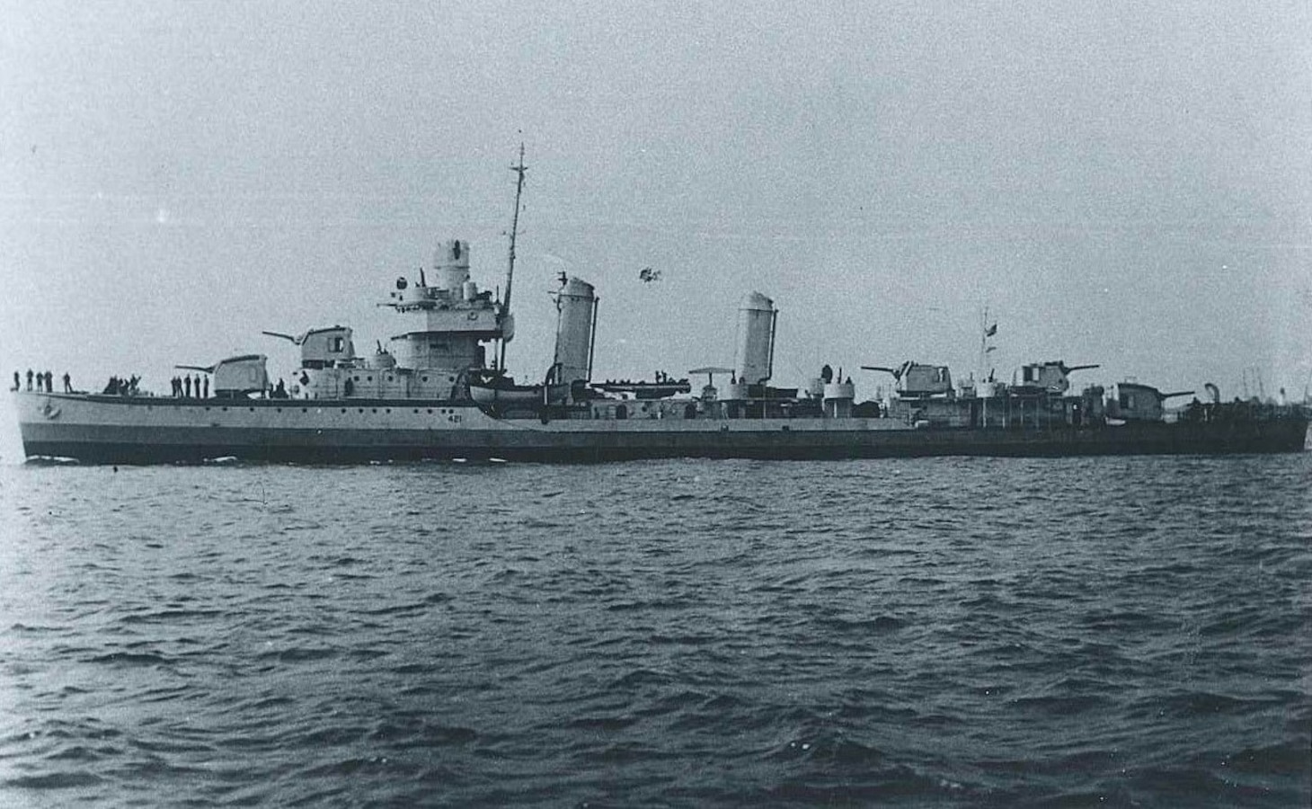 USS Benson (DD-421) is seen stationed off the Boston Navy Yard, 27 June 1941