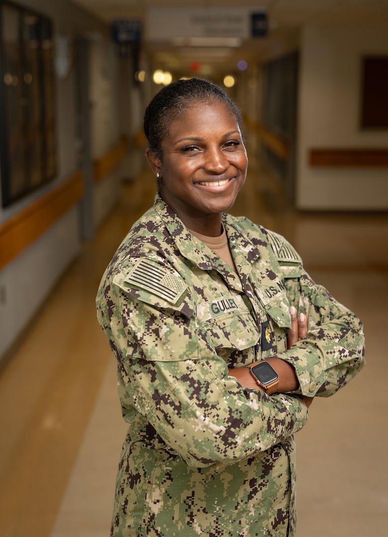 portrait of U.S. Navy Lt. Cmdr. LaTarya Gulley, department chief for clinical education at Walter Reed National Military Medical Center.