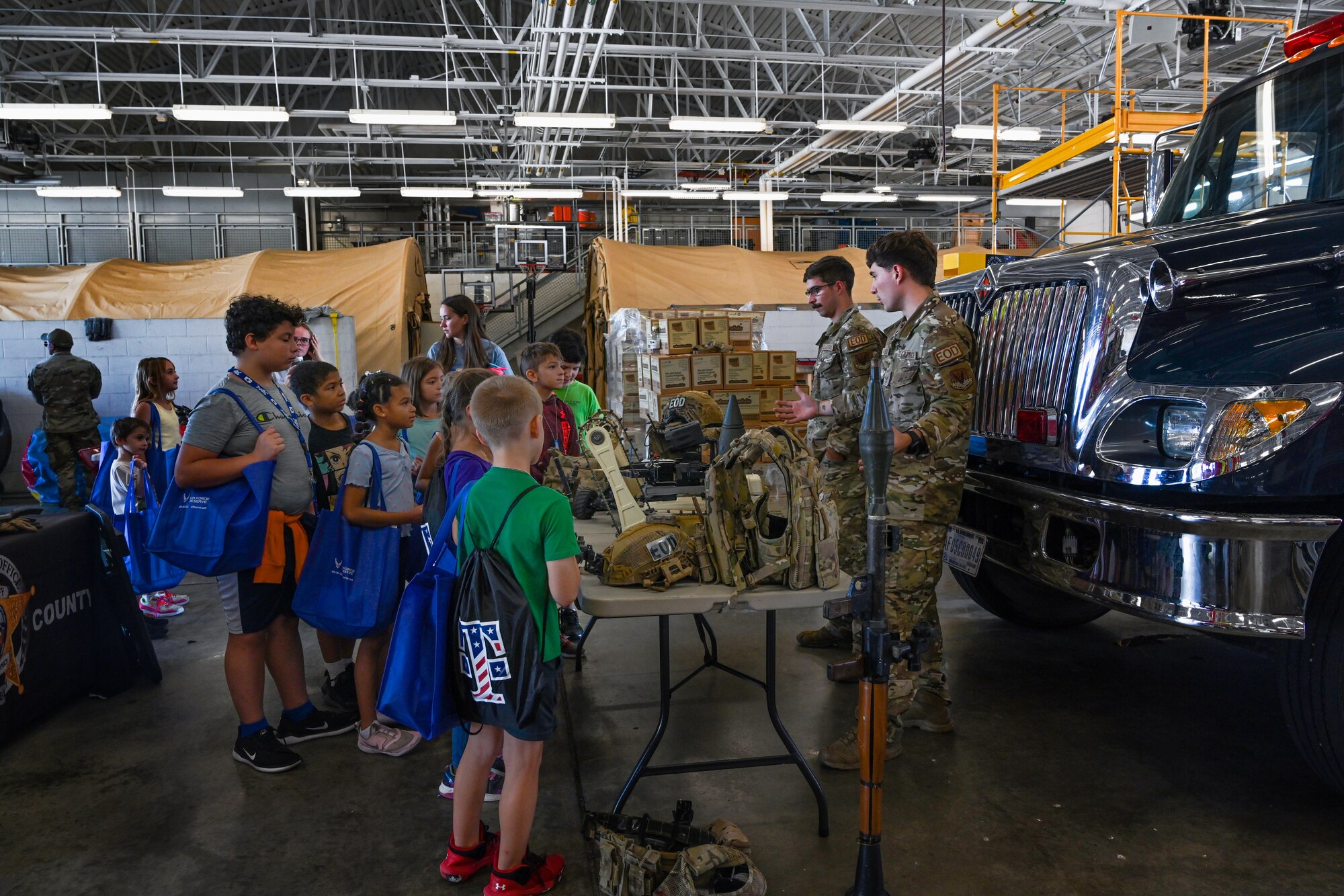 The event allowed military children to participate in a mock deployment and experience what their parents do while preparing for real-world deployments. (U.S. Air Force photo by Senior Airman Kylie Barrow)