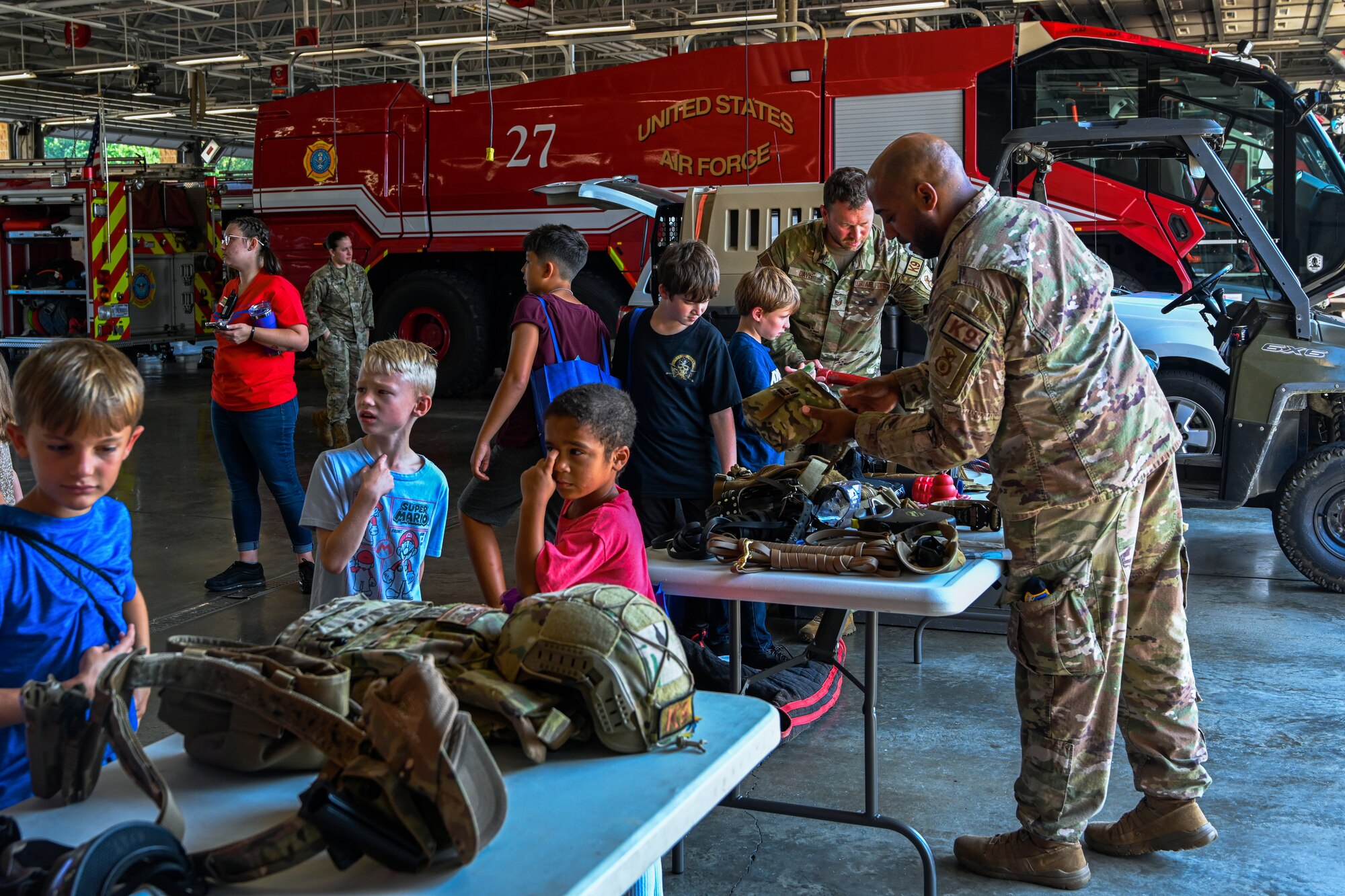 The event allowed military children to participate in a mock deployment and experience what their parents do while preparing for real-world deployments. (U.S. Air Force photo by Senior Airman Kylie Barrow)