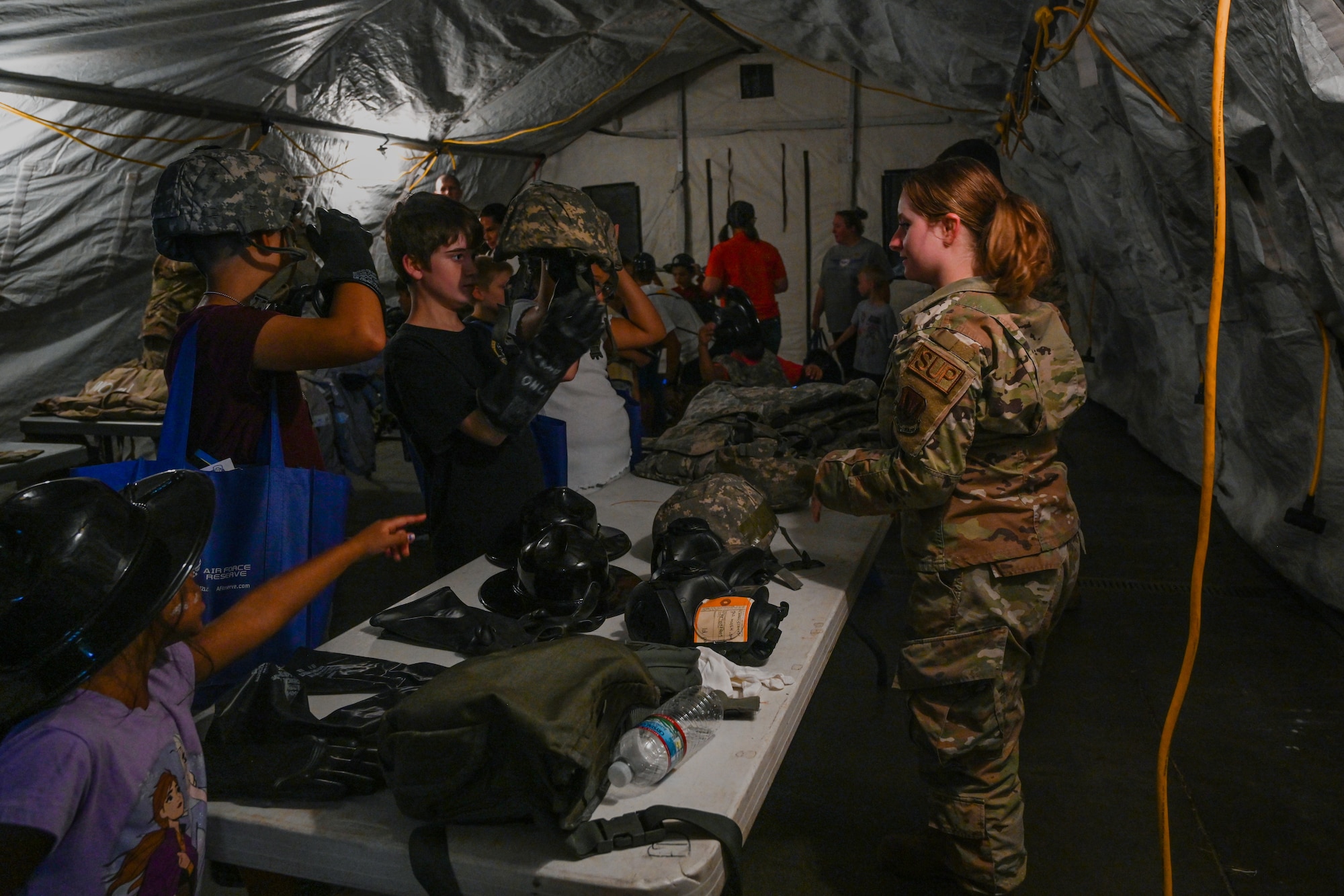 The event allowed military children to participate in a mock deployment and experience what their parents do while preparing for real-world deployments. (U.S. Air Force photo by Senior Airman Kylie Barrow)