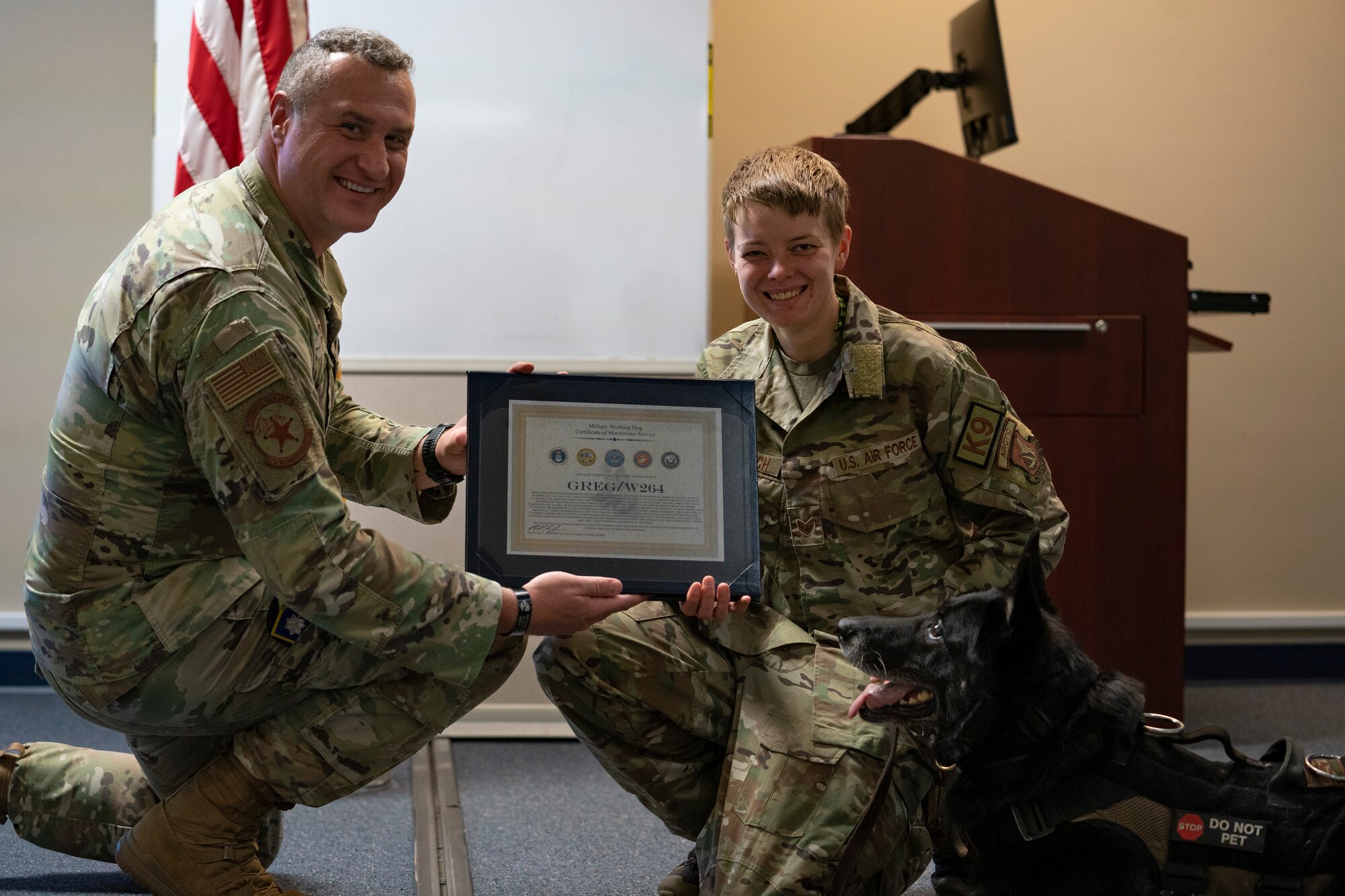 Photo of military working dog retirement ceremony