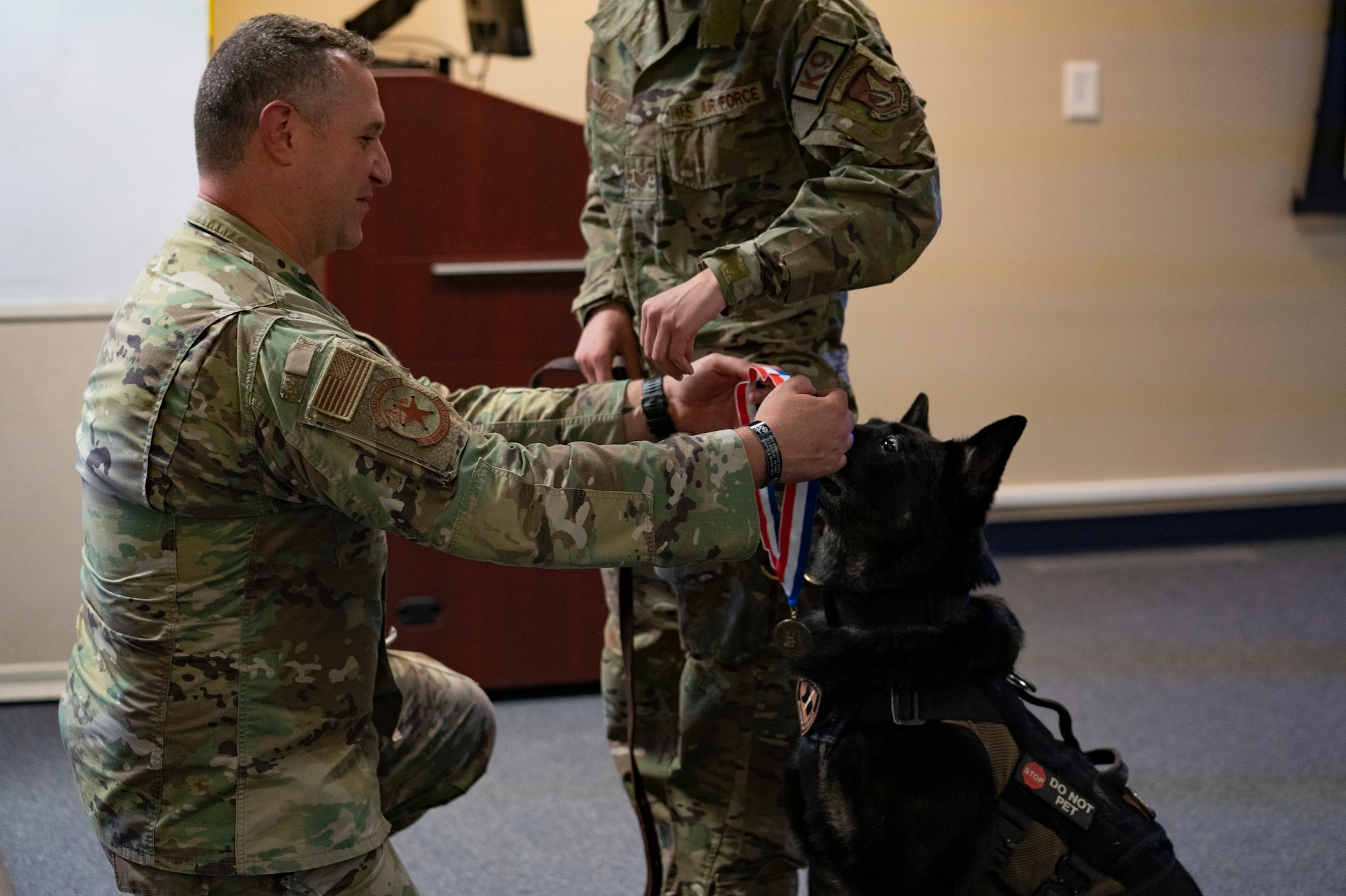Photo of military working dog retirement ceremony