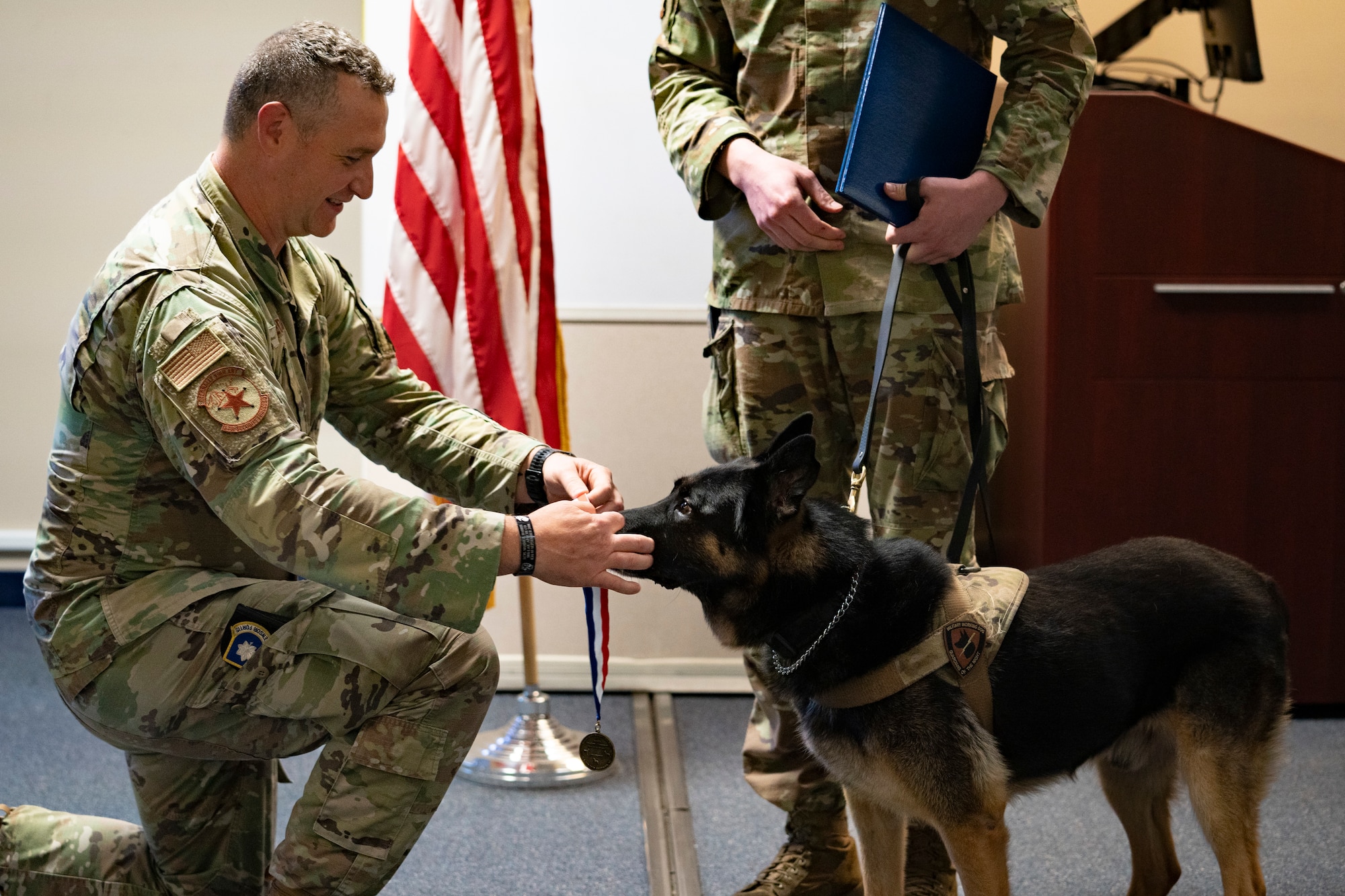 Photo of military working dog retirement ceremony