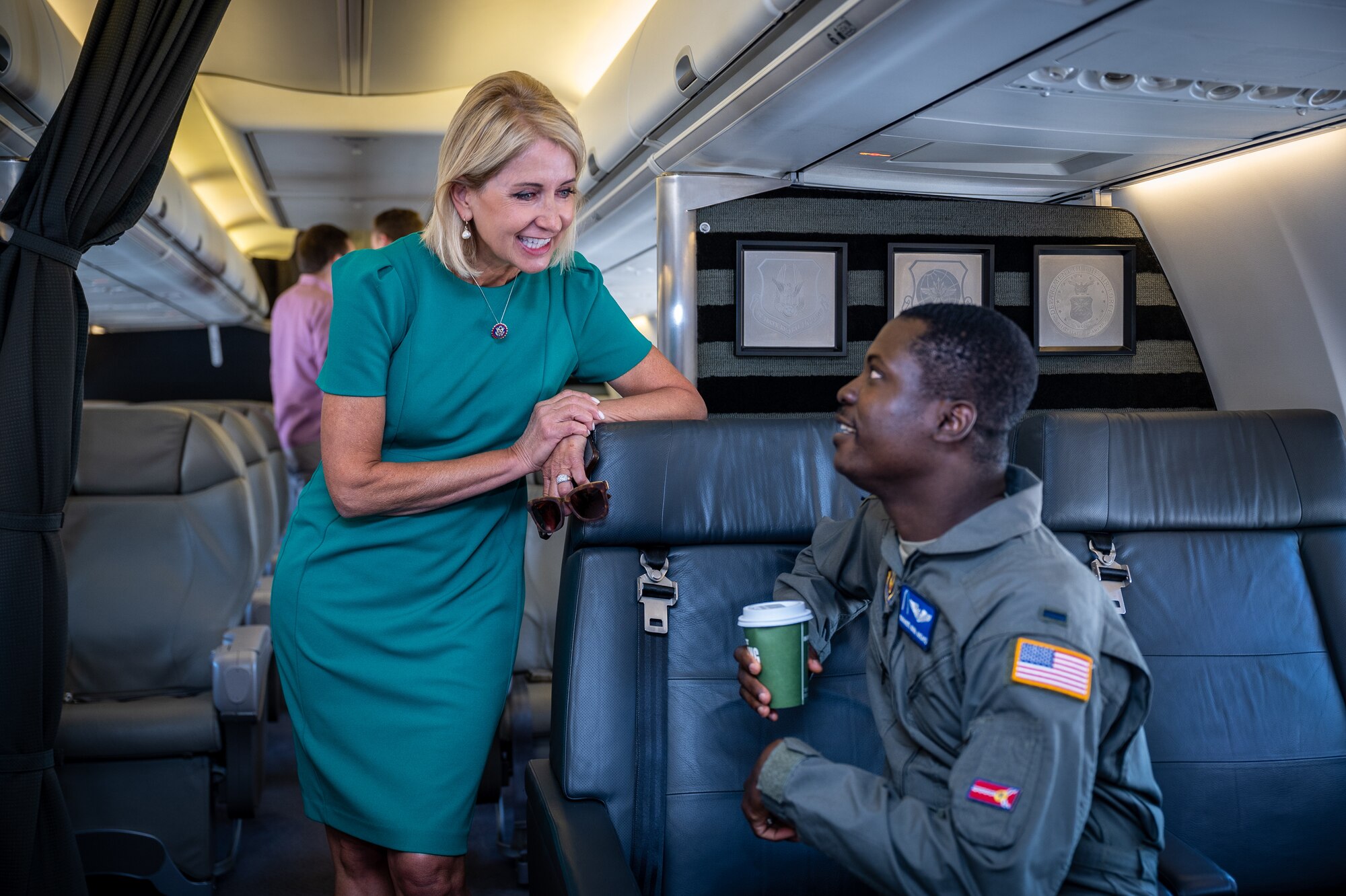U.S. Congresswoman (R-IL) Mary Miller along with members of her staff, William Wadsworth, Deputy Chief of Staff, and Patrick Farrell, District Director, meet with Col. Rick Chadwick, 932nd Airlift Wing commander, Chief Master Sgt. Christian Biancur, 932nd AW command chief, and 932nd AW group representatives during Miller’s first visit to Scott Air Force Base and the 932nd AW, Aug. 28, 2023. “I had the honor of visiting the 932nd Airlift Wing at Scott Air Force Base this week,” said Miller. “I appreciated the opportunity to learn more about the Wing and its importance to the Air Force's mission, and the local community in Illinois.” (U.S. Air Force photo by Christopher Parr)