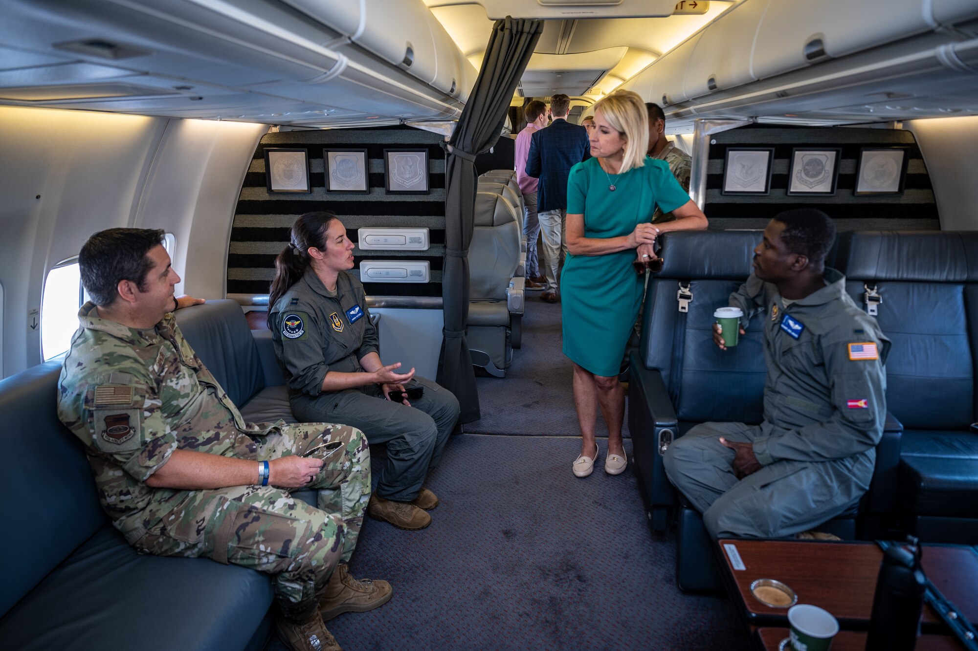 U.S. Congresswoman (R-IL) Mary Miller along with members of her staff, William Wadsworth, Deputy Chief of Staff, and Patrick Farrell, District Director, meet with Col. Rick Chadwick, 932nd Airlift Wing commander, Chief Master Sgt. Christian Biancur, 932nd AW command chief, and 932nd AW group representatives during Miller’s first visit to Scott Air Force Base and the 932nd AW, Aug. 28, 2023. “I had the honor of visiting the 932nd Airlift Wing at Scott Air Force Base this week,” said Miller. “I appreciated the opportunity to learn more about the Wing and its importance to the Air Force's mission, and the local community in Illinois.” (U.S. Air Force photo by Christopher Parr)