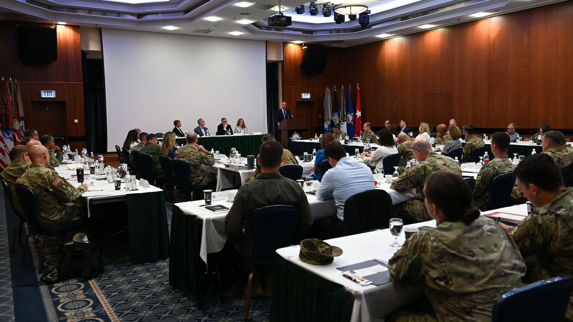Attendees of the European Command Component Commanders’ Conference (ECCC) listen to guest speaker