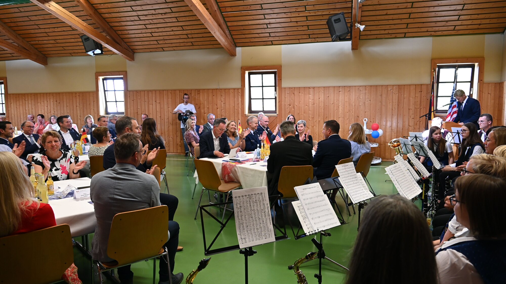 A band performs during a celebration of 20 years of the Host Nation Council at the Spangdahlem Community Center