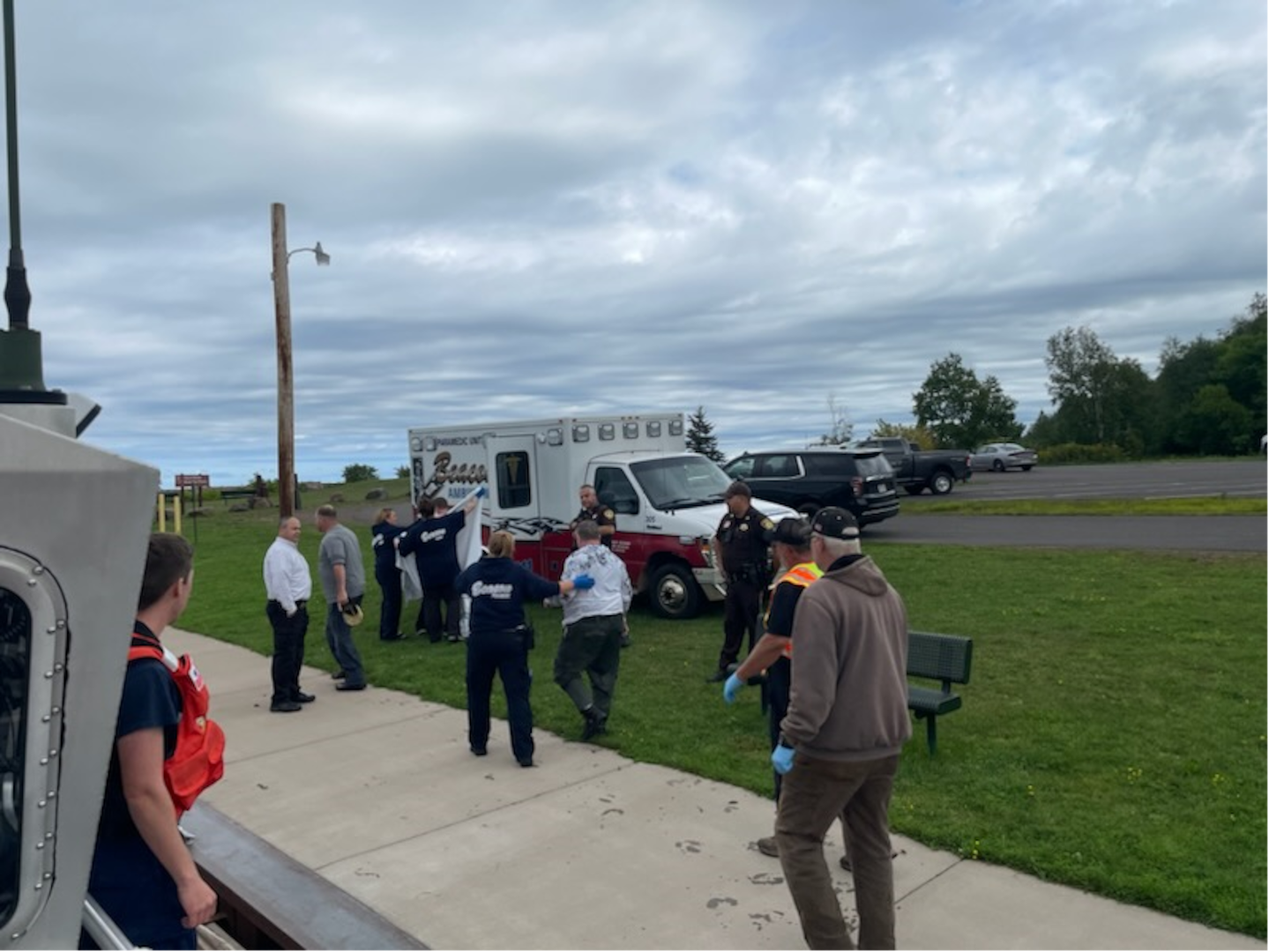 Coast Guard Sector Sault Sainte Marie command center watch standers received a mayday distress broadcast via VHF radio at 11:26 a.m. from a person who reported their vessel was rapidly taking on water.