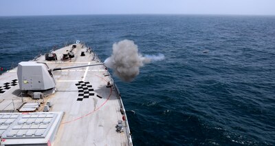 USS Paul Ignatius (DDG 117) conducts a joint firing exercise during Atlas Handshake 2023.