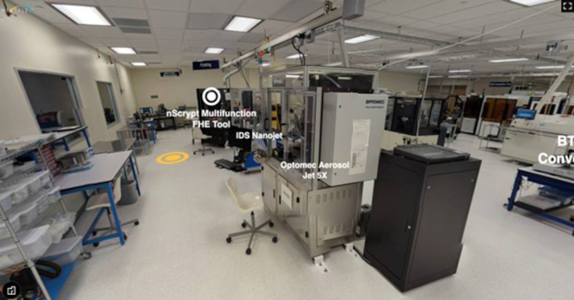 NextFlex’s 10,000+ square foot Tech Hub, which features two cleanrooms with sheet-fed processing; flexible process flows to accommodate high mix, low volume manufacturing; and commercially ready tools for printing and assembly, and equipment for the design, prototype, and produce pilot-scale flexible and additive hybrid electronics. Image courtesy of NextFlex.