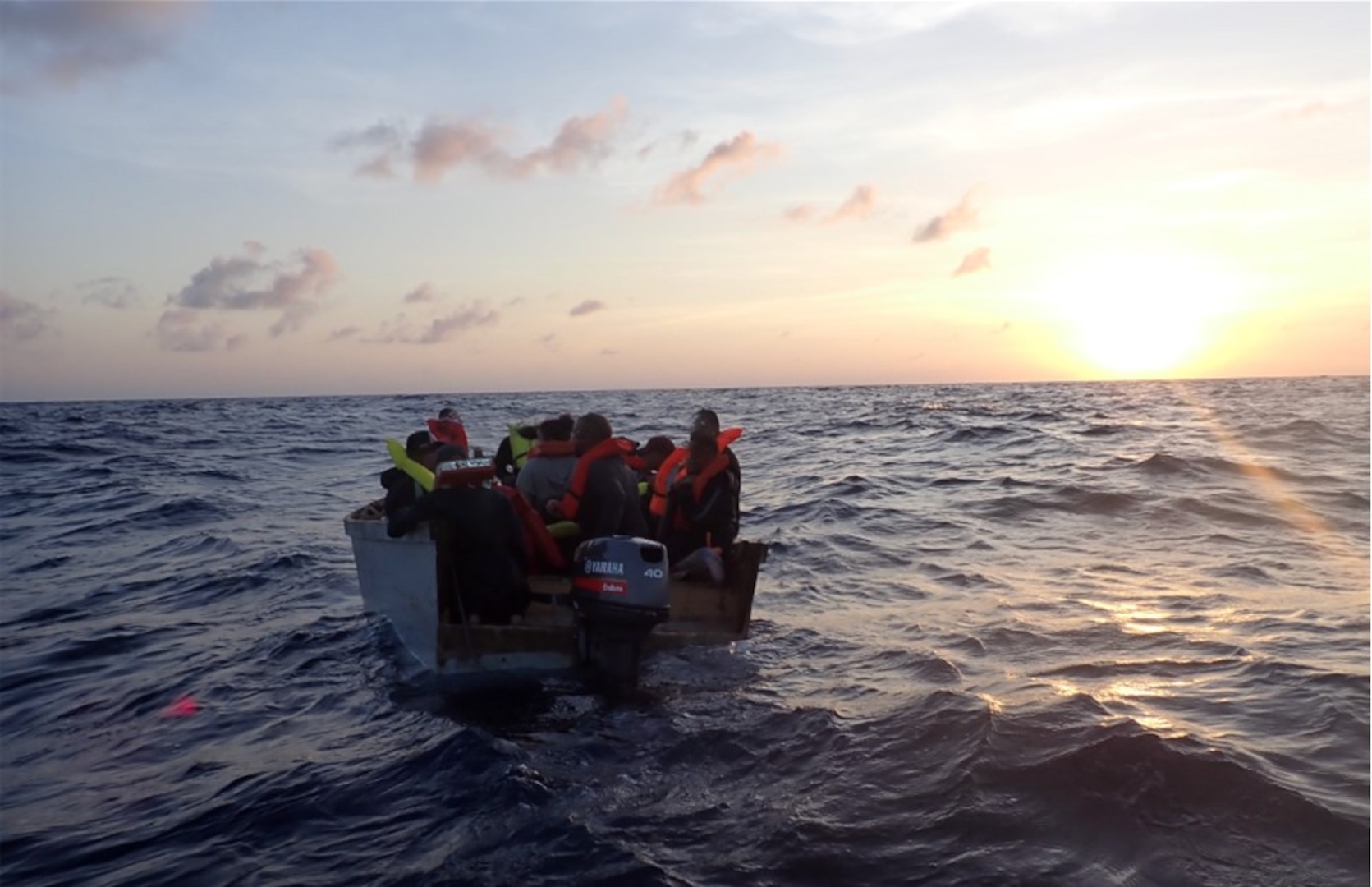 Coast Guard Cutter Confidence interdicts a migrant voyage in the Mona Passage Aug. 28, 2023.  Following the interdiction, the Coast Guard crew embarked 42 migrants who claimed to be Dominican Republic nationals.  The Coast Guard Cutter Heriberto Hernandez repatriated the 42 migrants, alongside 17 others from a separate interdiction to a Dominican Republic Navy vessel Aug. 31, 2023. (U.S. Coast Guard photo)