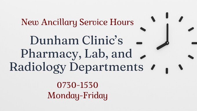 Hours for Lab, Pharmacy and Radiology