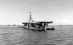 USS Ommaney Bay (CVE 79) at Manus, Admiralty Islands, prior to entering floating drydock, Nov. 22, 1944.