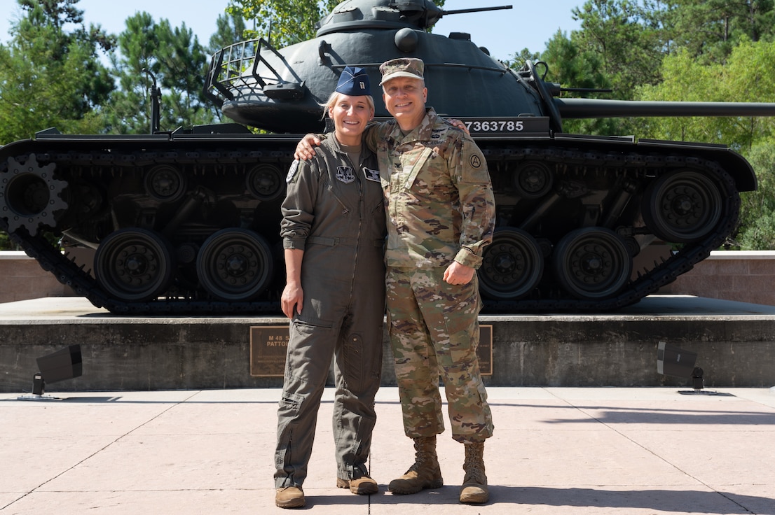 Col. Johannes Castro, the commander of the 4th Battlefield Coordination Detachment, Capt. Melissa Castro, an air battle manager assigned to 609th Air Operations Center
