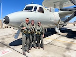 At far right, Lt. Erica Sciscoe, a Naval Flight Officer and safety program manager with Fleet Readiness Center Southwest, poses wtih Cmdr. David Geleszynski, left, and Cmdr. Matt Ostrem.